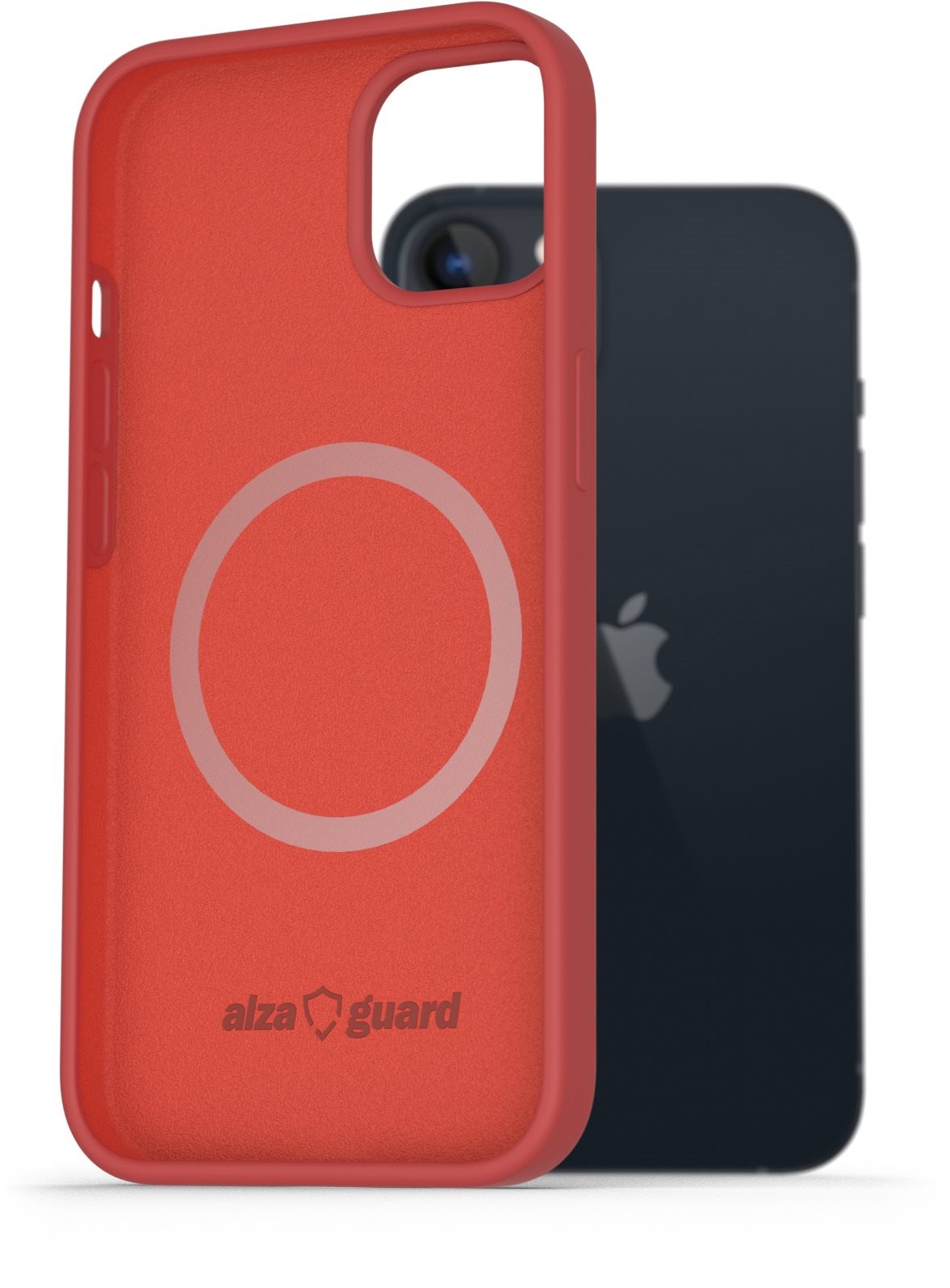 AlzaGuard Magnetic Silicone Case for iPhone 13 Red Phone Cover