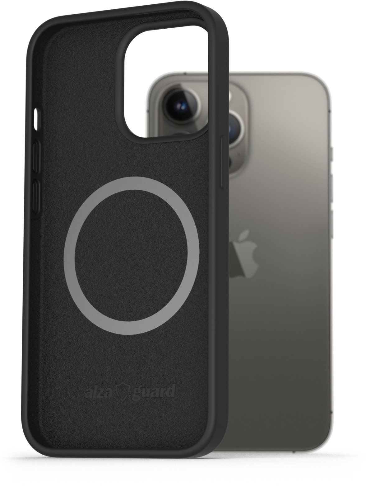 AlzaGuard Magnetic Silicone Case for iPhone 13 Pro Black Phone Cover