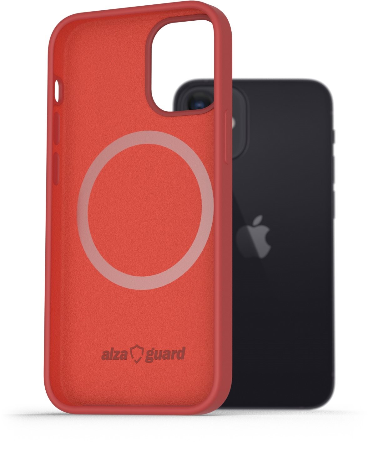AlzaGuard Magnetic Silicon Case for iPhone 12 Mini red Phone Cover