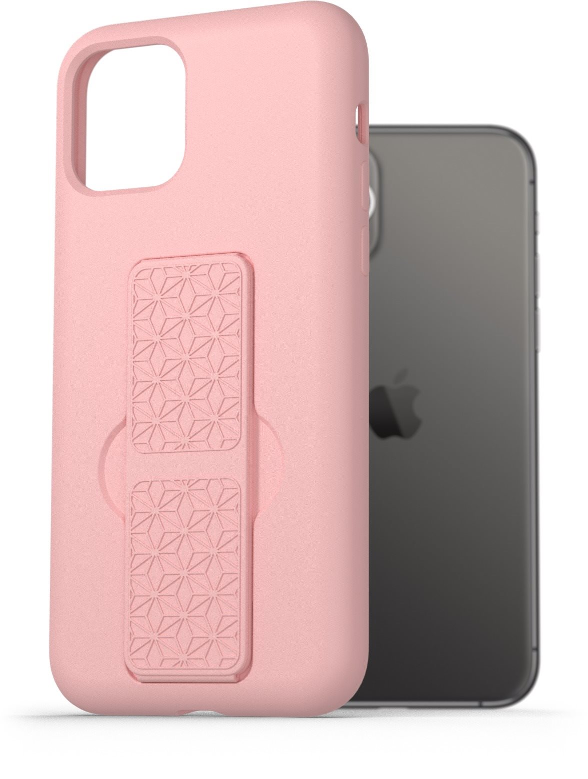 AlzaGuard Liquid Silicone Case with Stand for iPhone 11 Pro Pink...