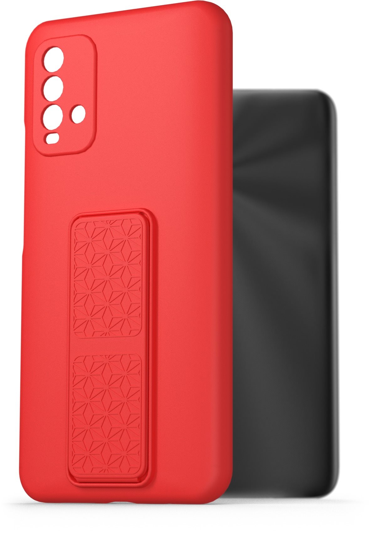AlzaGuard Liquid Silicone Case with Stand for Xiaomi Redmi 9T Red...