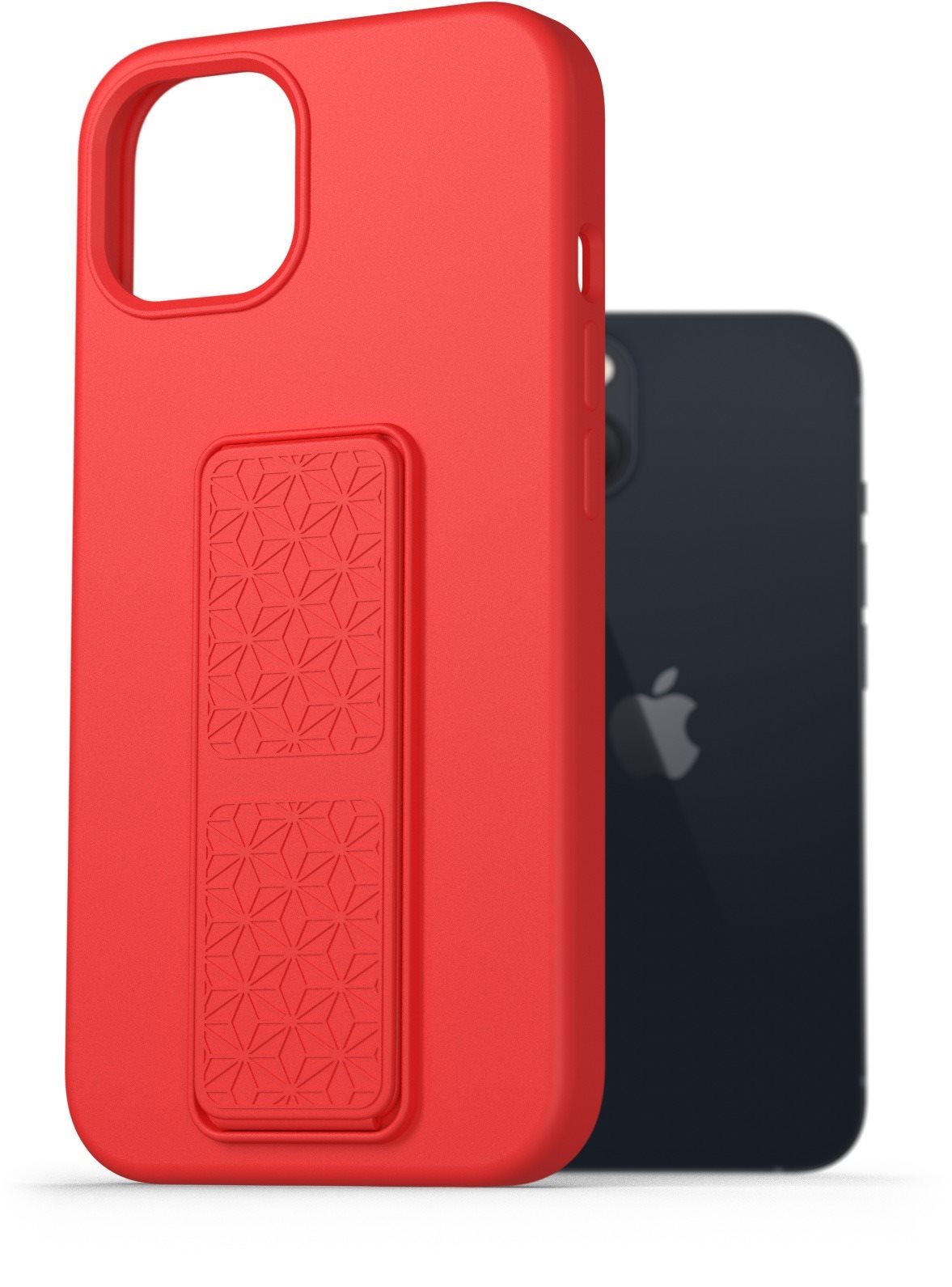 AlzaGuard Liquid Silicone Case with Stand for iPhone 13 Red Phone...