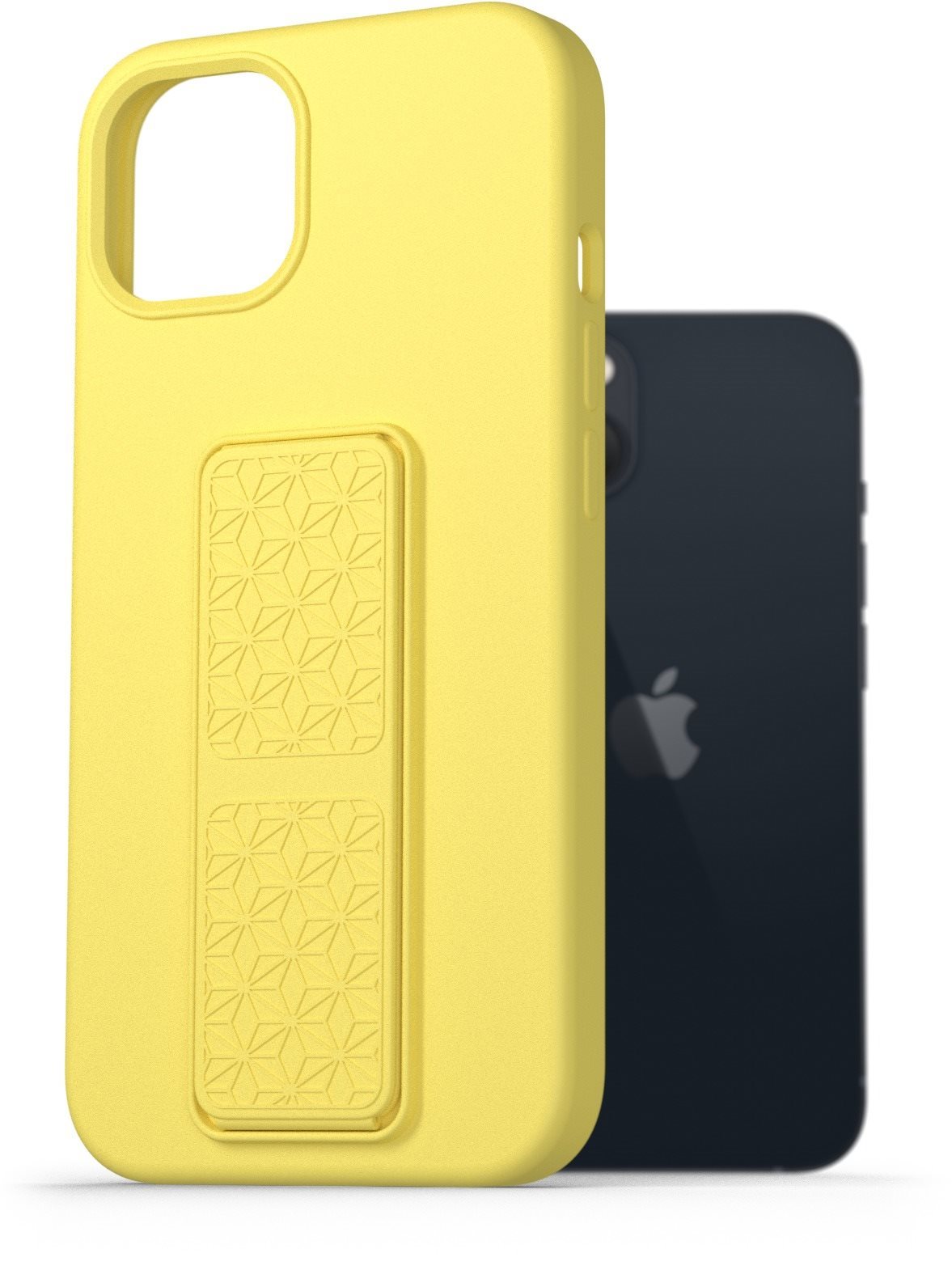 AlzaGuard Liquid Silicone Case with Stand for iPhone 13 Yellow...