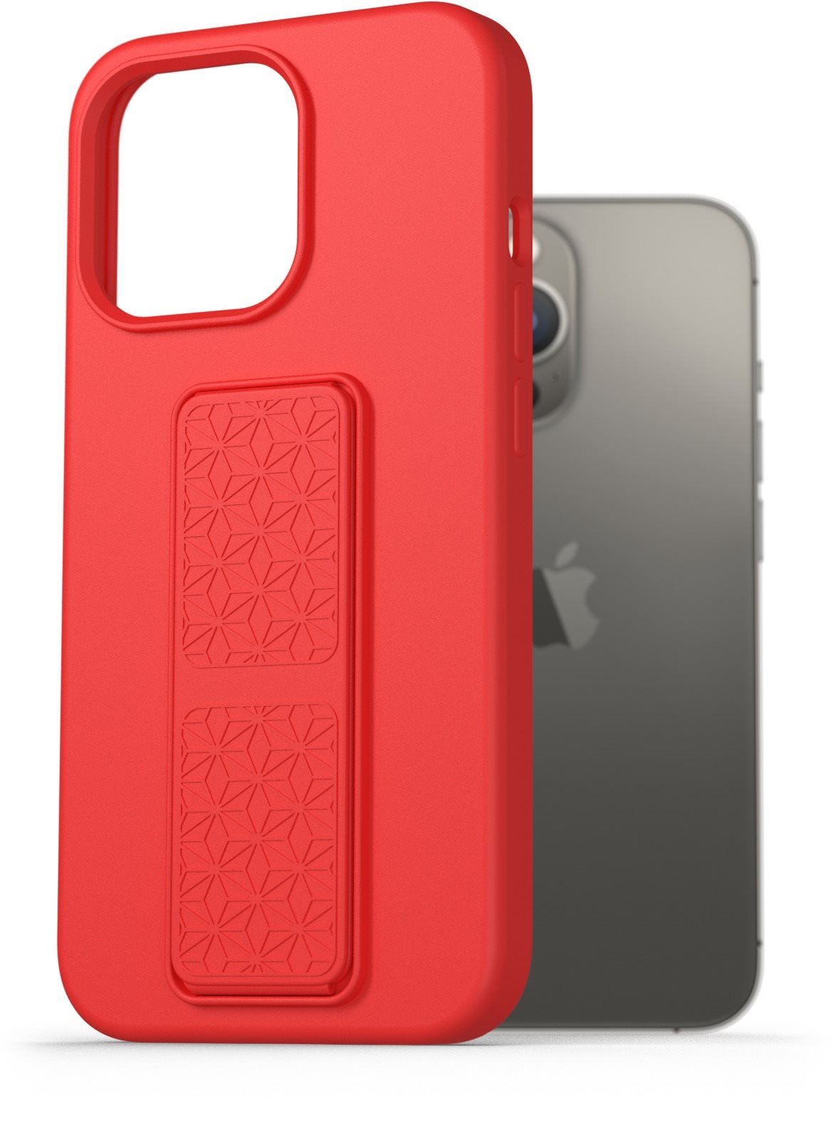 AlzaGuard Liquid Silicone Case with Stand for iPhone 13 Pro Red...