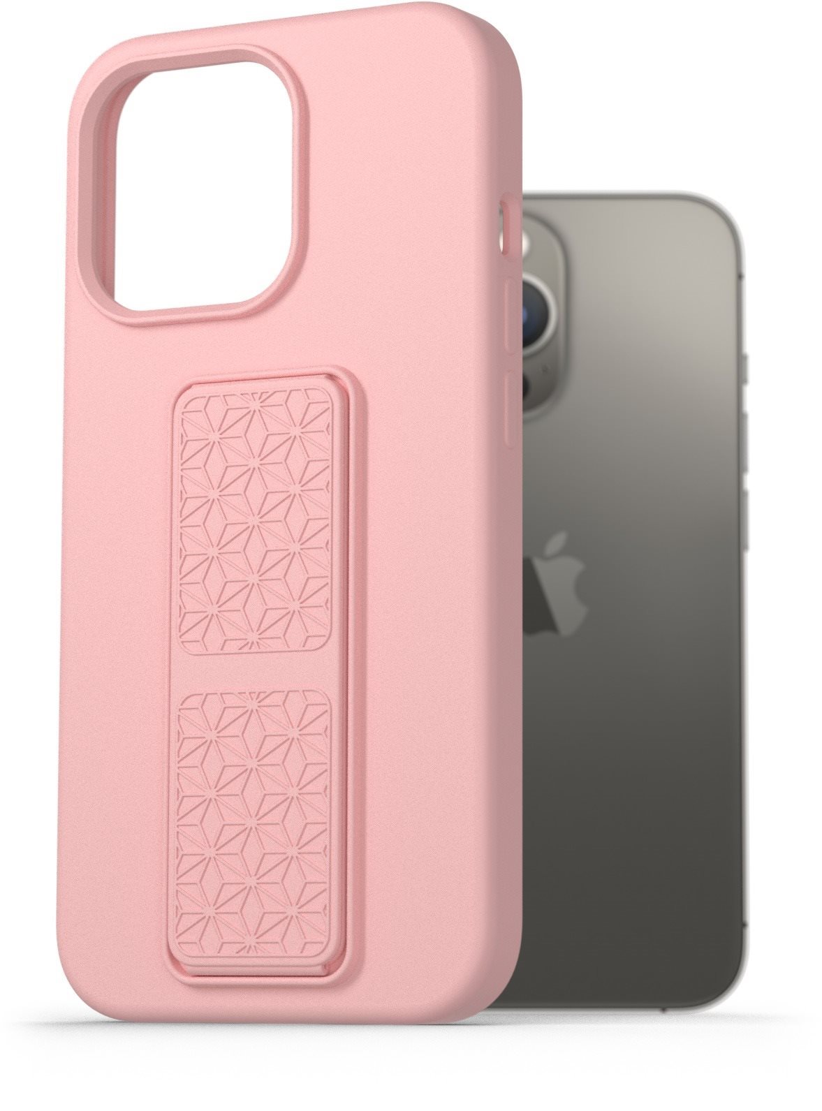 AlzaGuard Liquid Silicone Case with Stand for iPhone 13 Pro Pink...