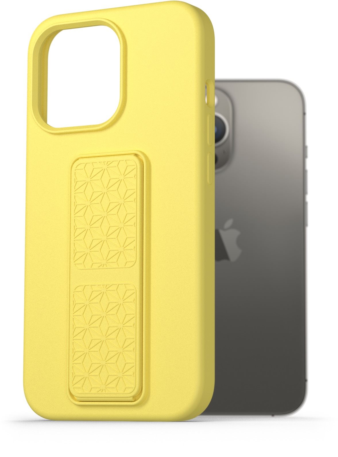 AlzaGuard Liquid Silicone Case with Stand for iPhone 13 Pro Yellow...
