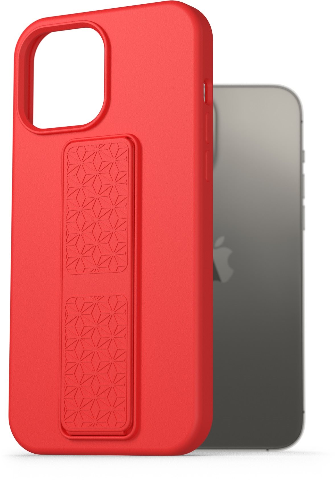 AlzaGuard Liquid Silicone Case with Stand for iPhone 13 Pro Max Red...