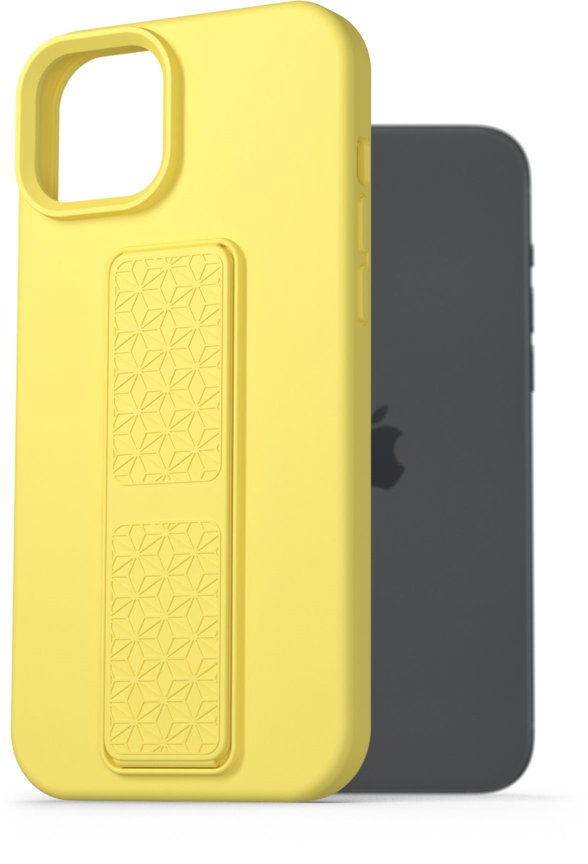 AlzaGuard Liquid Silicone Case with Stand für iPhone 15 Plus gelb...