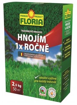 FLORIA Trávnikové hnojivo HNOJÍM 1× ROČNE 2,5 kg Trávnikové hnojivo