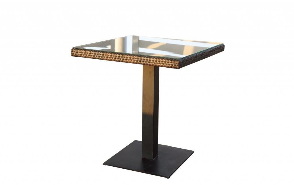 DIMENZA Stôl záhradný BARCELONA, tmavo hnedý 70cm Záhradný stôl