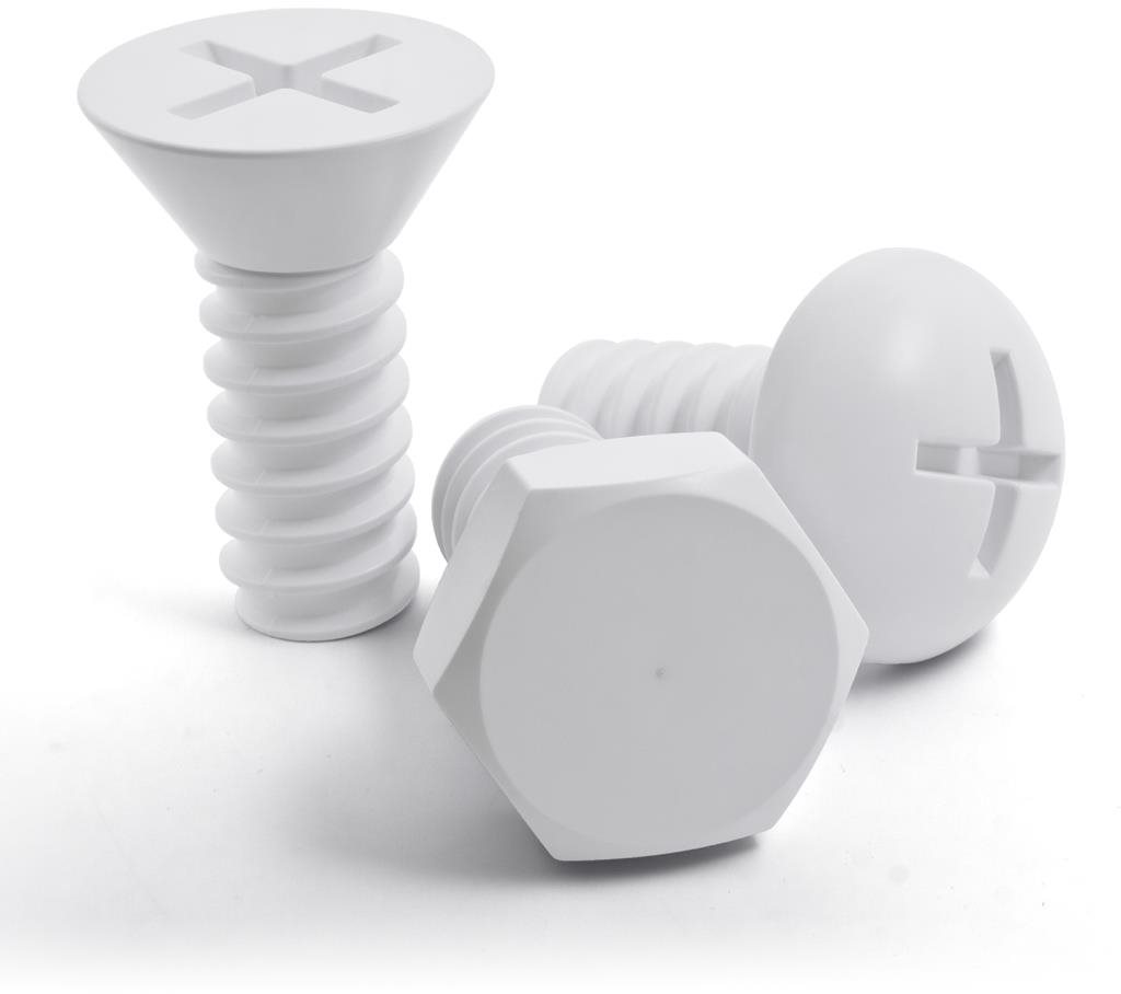 Qualy Screw Collection, 3 ks, plast, biele Vešiak