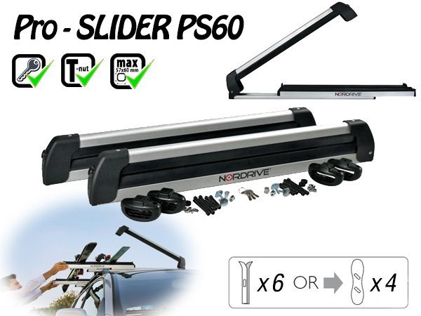 Nordrive Pro Slide, 6 pár síléchez/4 snowboardhoz Síléctartó