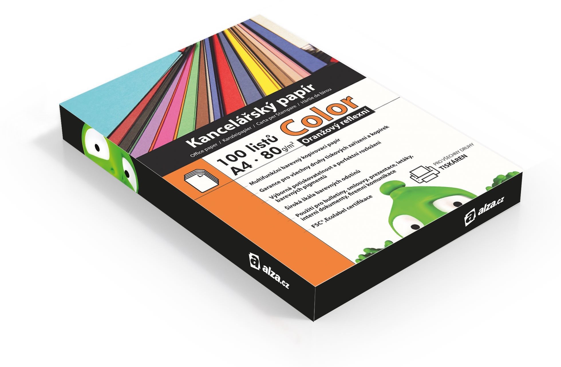 Alza Color A4 orange reflektierend  80g 100 Blatt Kanzleipapier