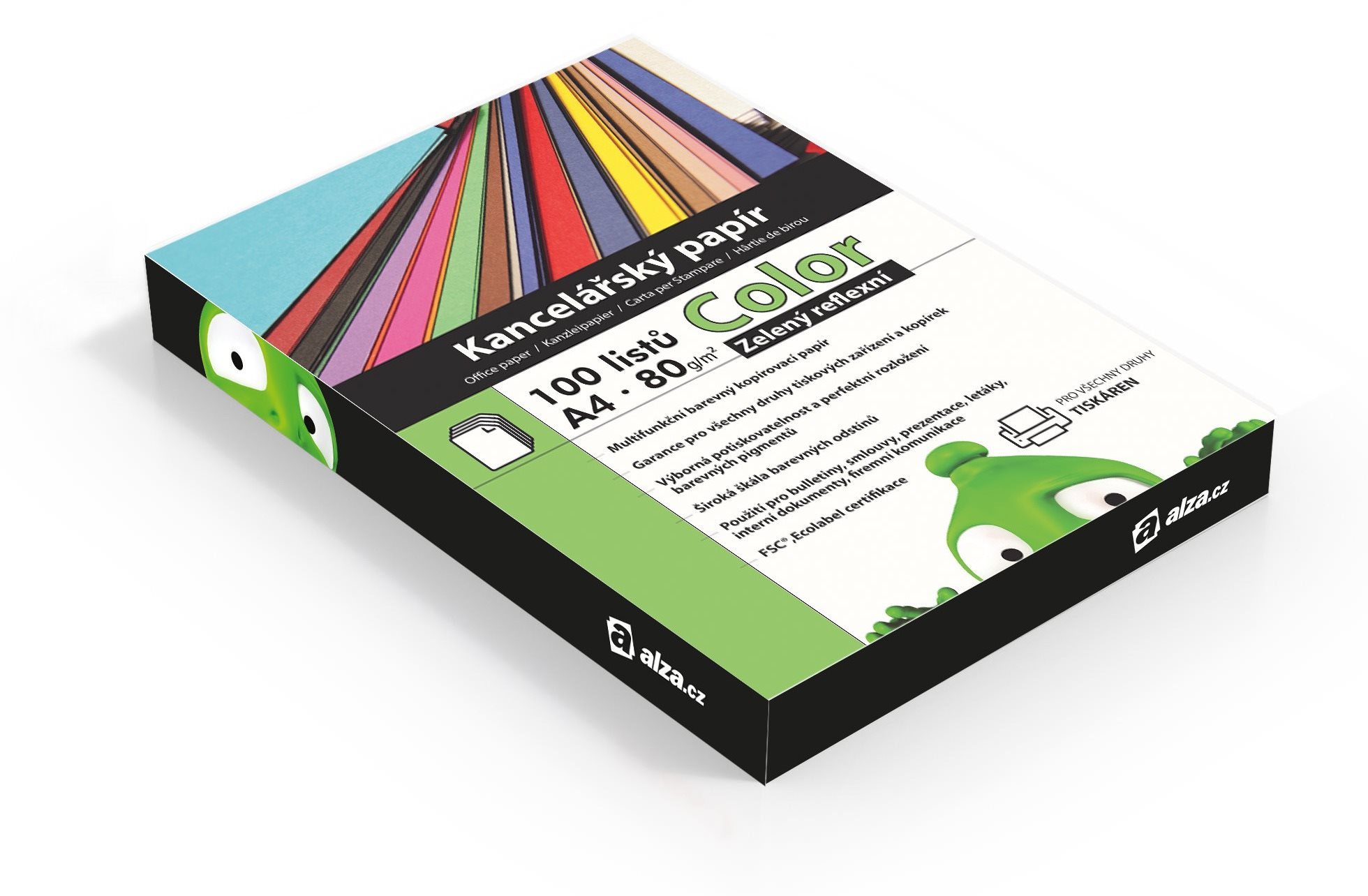 Alza Color A4 grün reflektierend 80g 100 Blatt Kanzleipapier