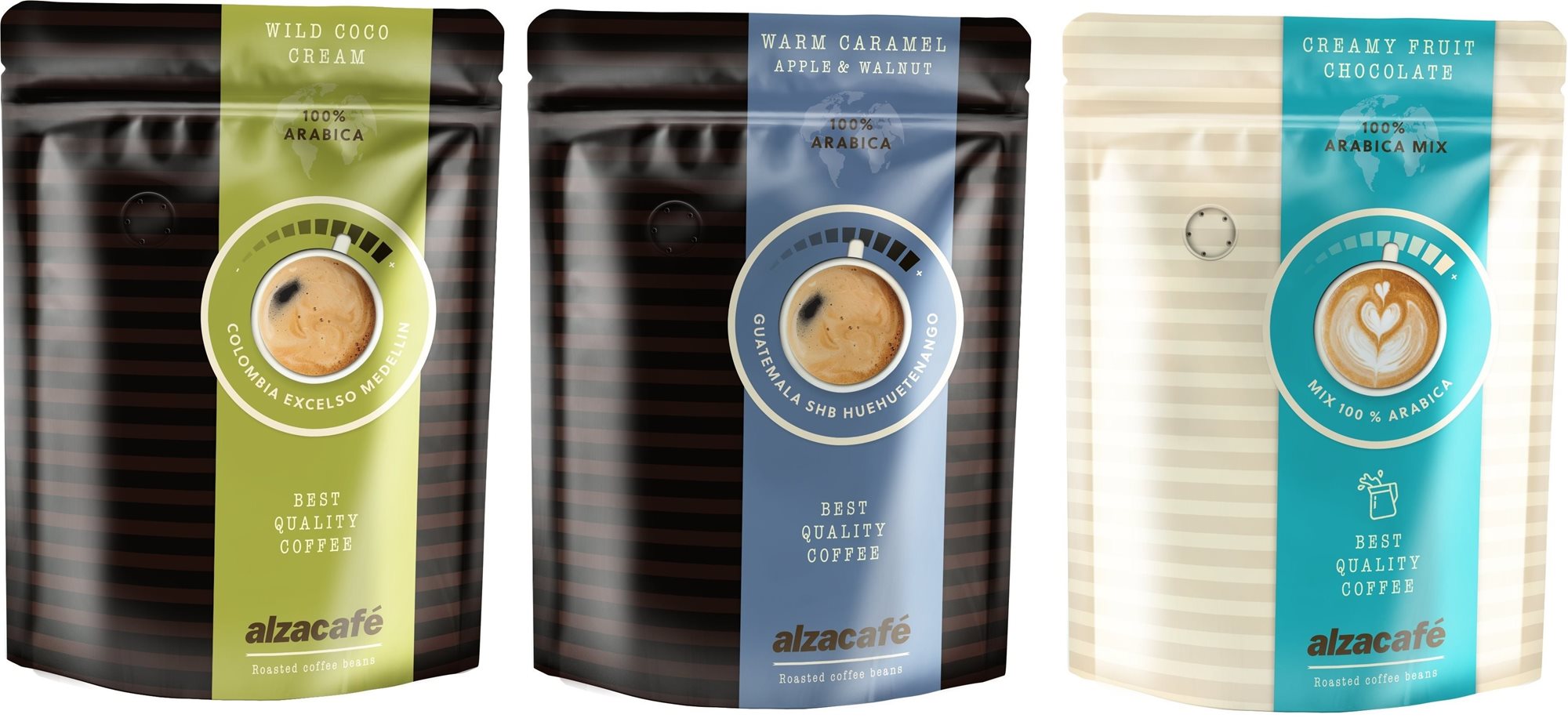 AlzaCafé Bundle Mix 3, Bohnen, 250g; 3x Kaffee