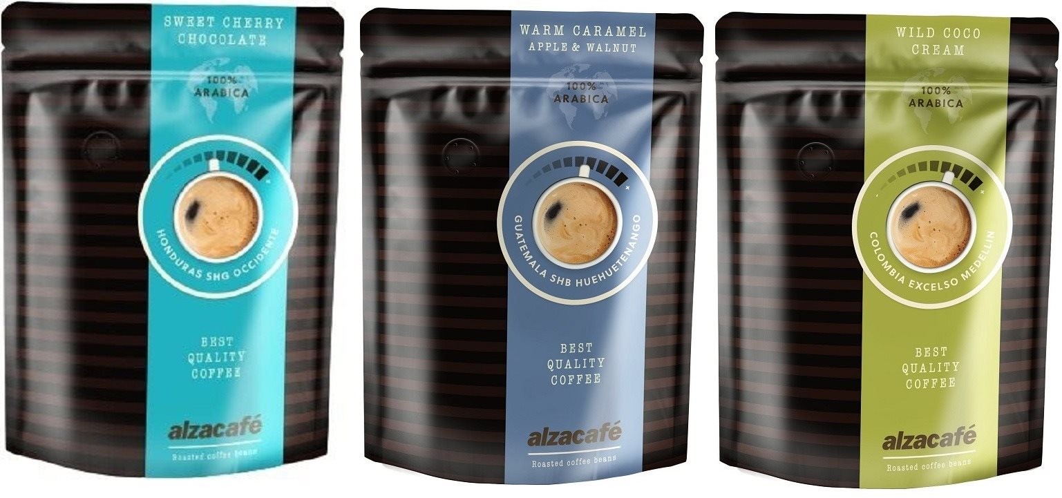 AlzaCafé Bundle filteres kávéfőzőhöz, szemes, 250g; 3x Kávé