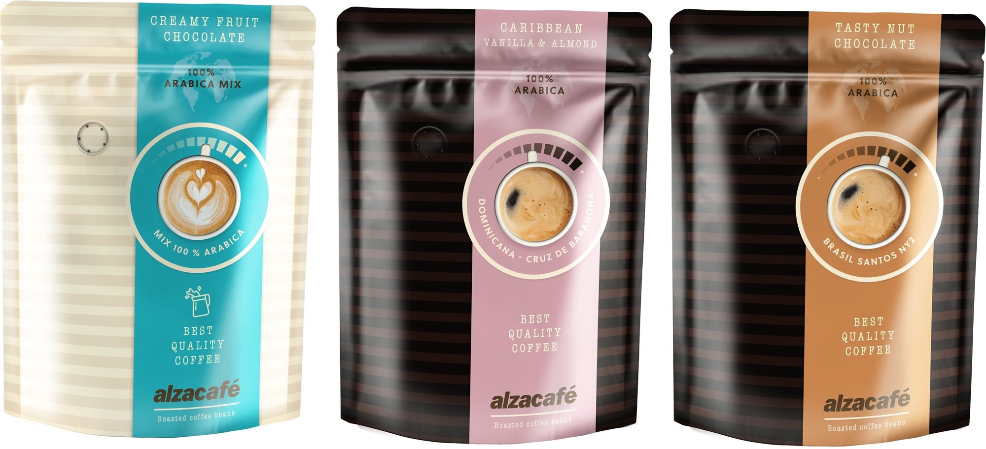 AlzaCafé Bundle Mix 2, zrnková, 250 g; 3× Káva