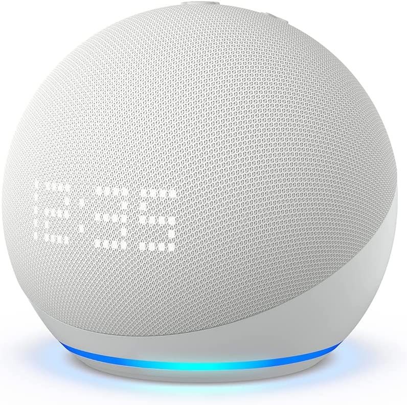 Amazon Echo Dot (5th Gen) with clock Glacier White Sprachassistent