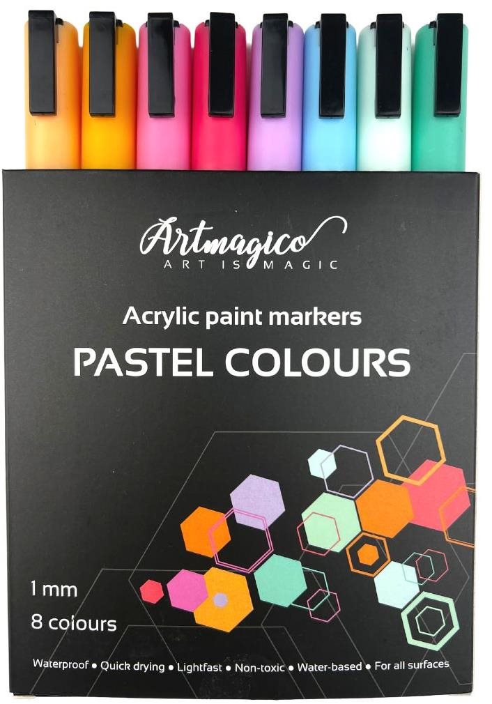 Artmagico akrylové popisovače s jemným hrotom – pastelové – 8 ks...