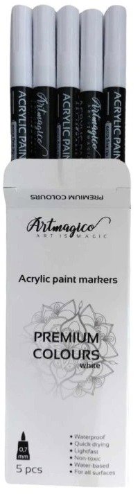 Artmagico akrylový popisovač 5 kusov biela 0,7 mm Popisovače
