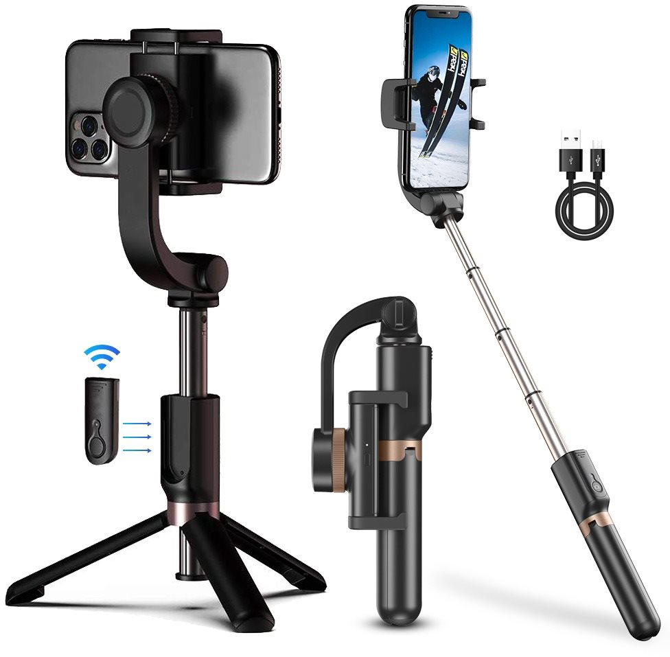 Apexel Single-Axis Mobile Gimbal Stablizer & Selfie Stick Tripod...