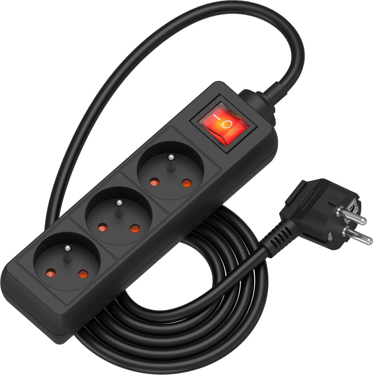 AlzaPower Verlängerungskabel 230V 3 Steckdosen, 1.5m mit Schalter...