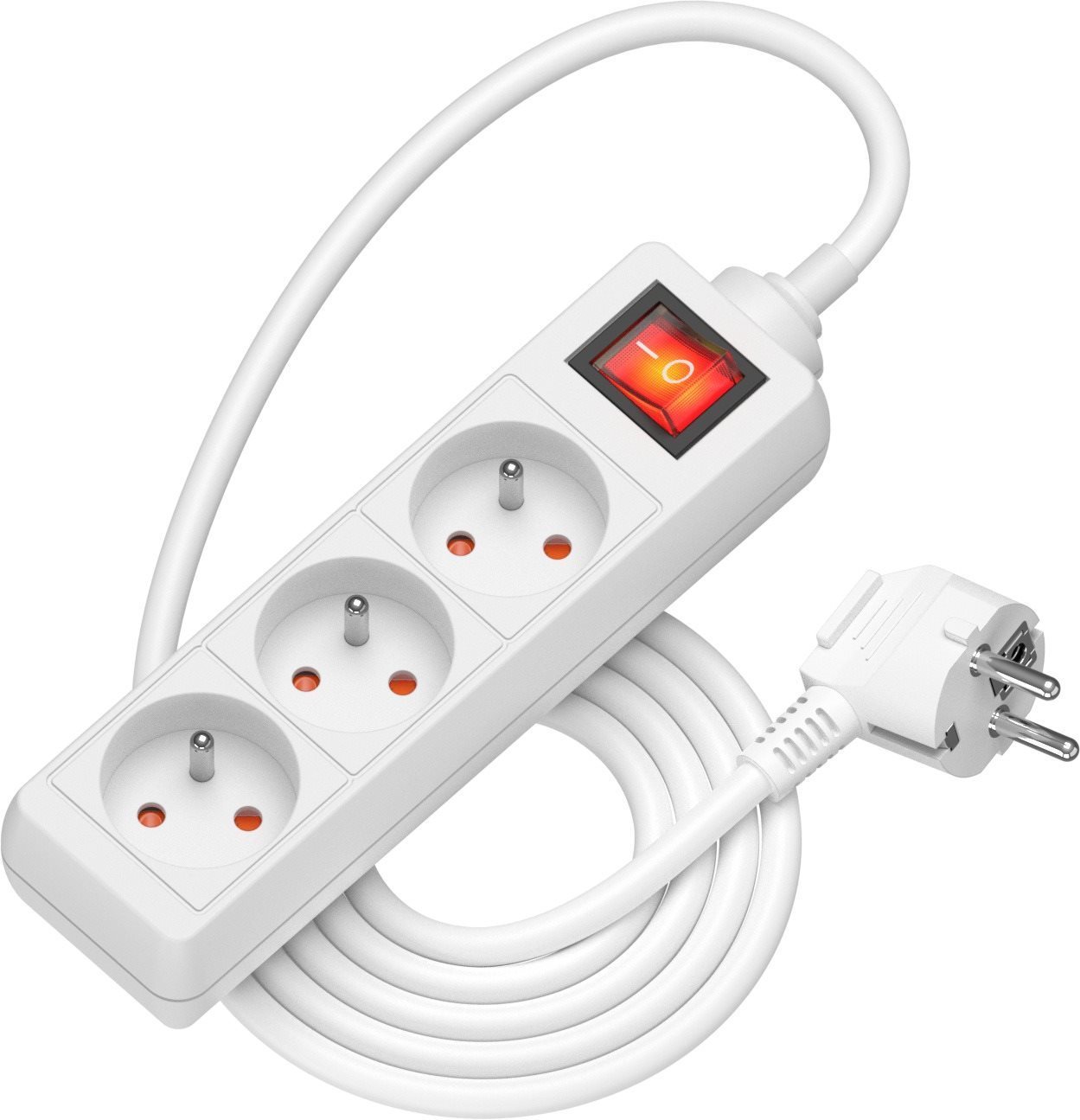 AlzaPower Verlängerungskabel 230V 3 Steckdosen, mit Schalter 1.5m...