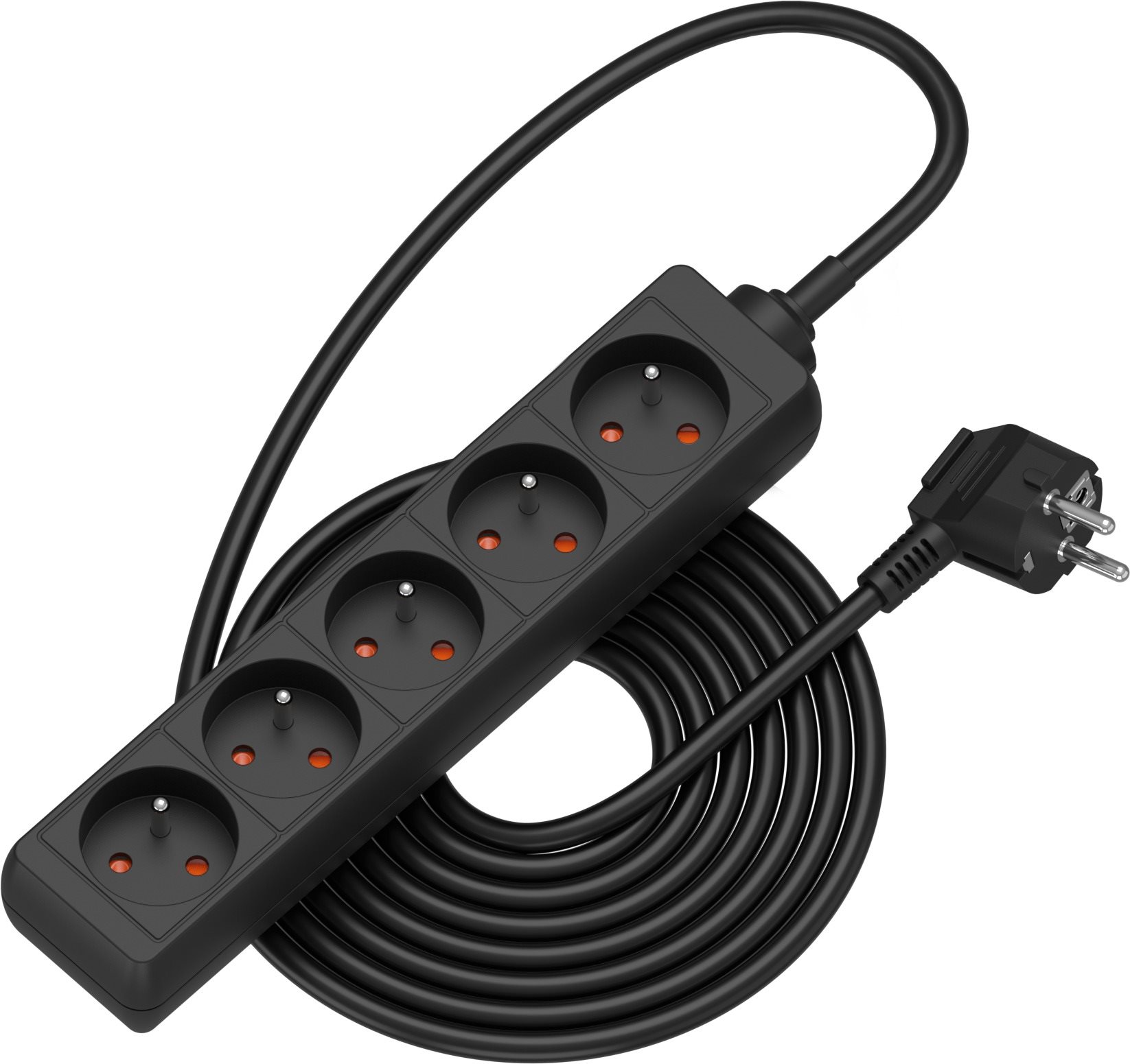 AlzaPower Hosszabbító kábel, 230 V, 5 aljzat, 5 m, fekete...