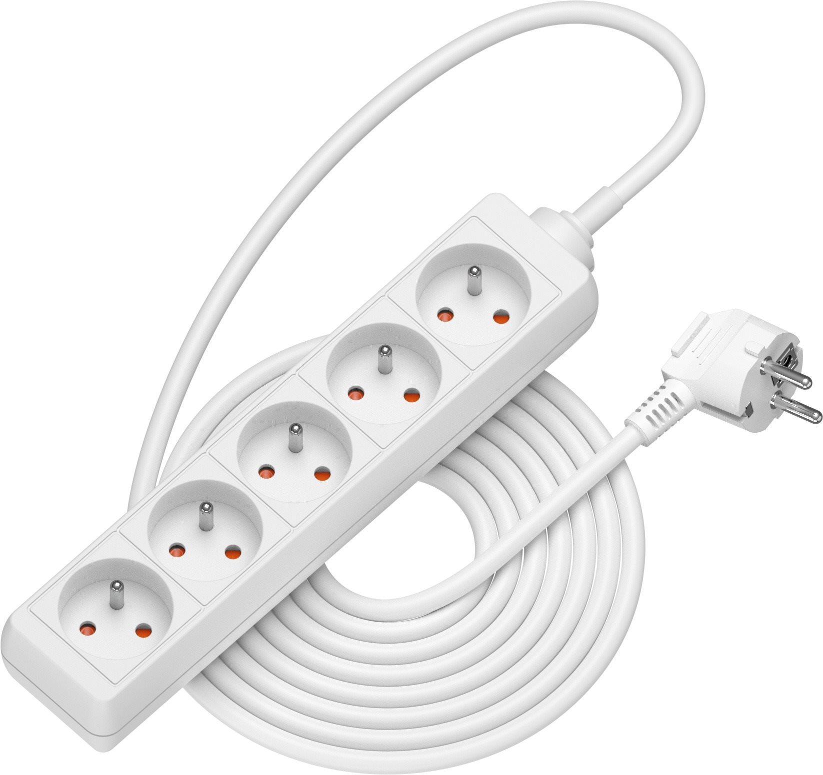 AlzaPower Hosszabbító kábel, 230 V, 5 aljzat, 5 m, fehér...