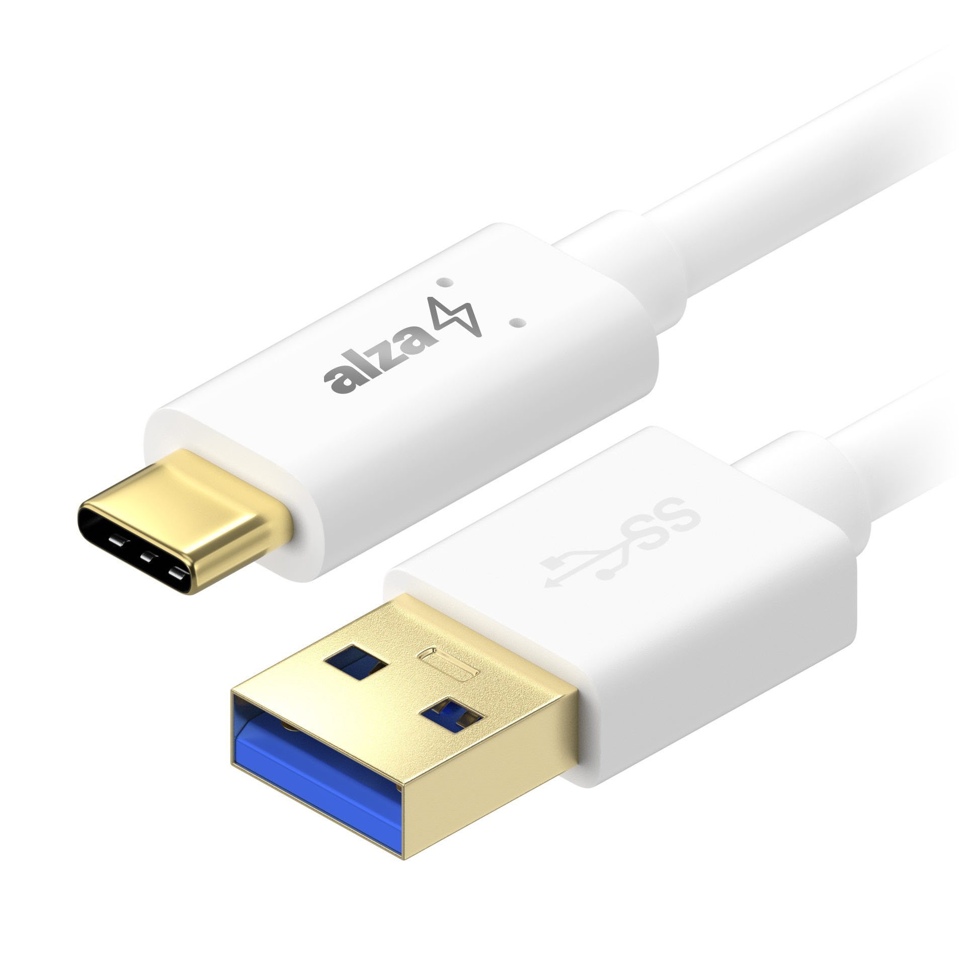 AlzaPower Core USB-A to USB-C 3.2 Gen 1 60W 5Gbp 1m, fehér Adatkábel