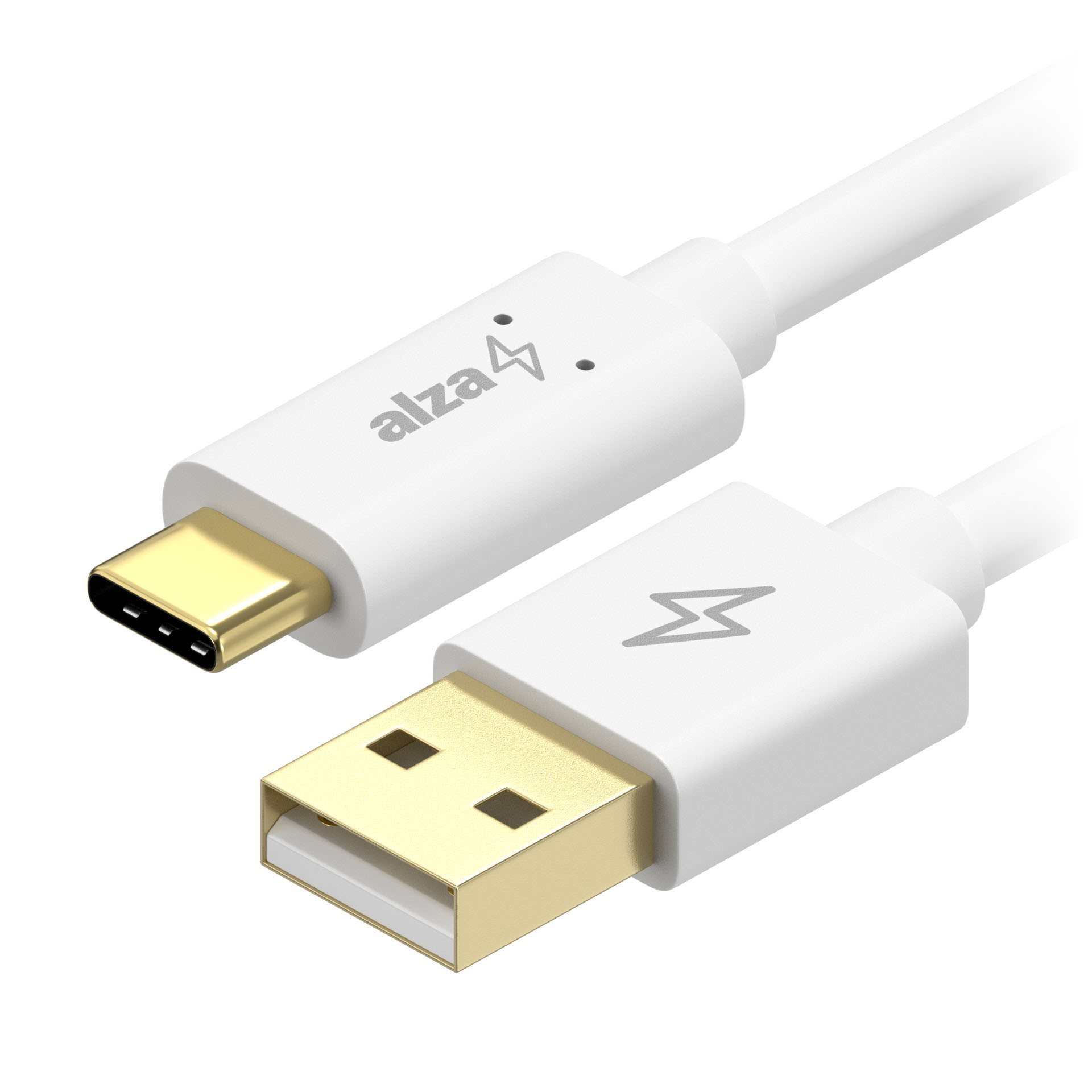 AlzaPower Core Charge USB-A to USB-C 2.0 3m, fehér Adatkábel