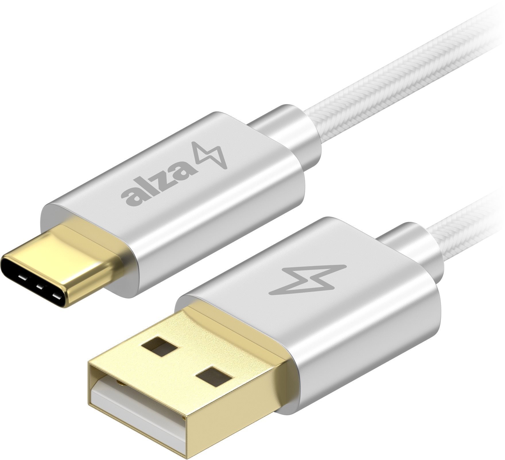 AlzaPower AluCore Charge USB-A to USB-C 2.0 3m, fehér Adatkábel