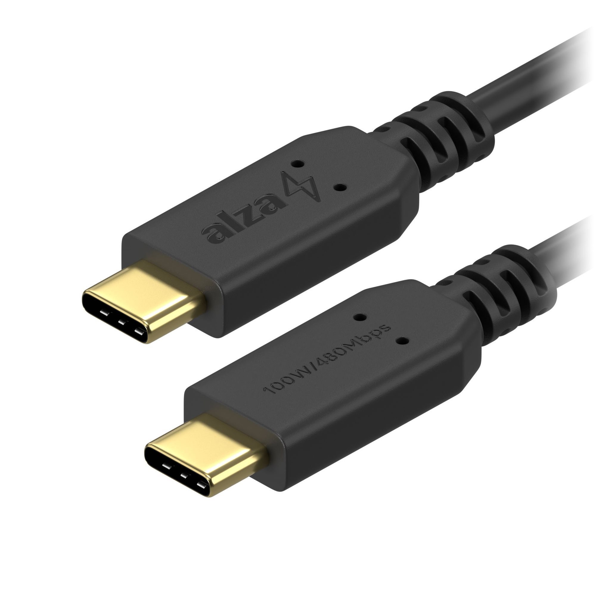 AlzaPower Core USB-C / USB-C 2.0, 5A, 100W, 1m Black Data Cable