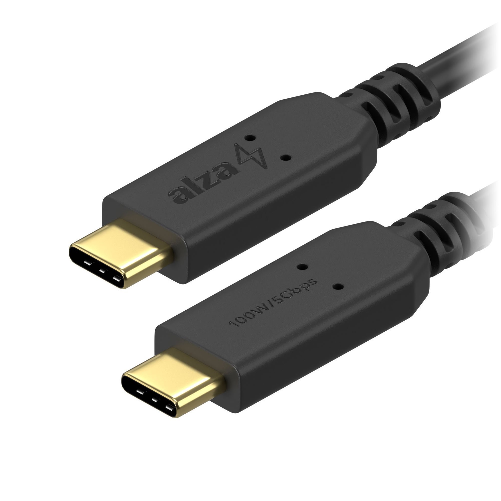AlzaPower Core USB-C to USB-C 3.2 Gen 1 100W 0.5m, fekete Adatkábel