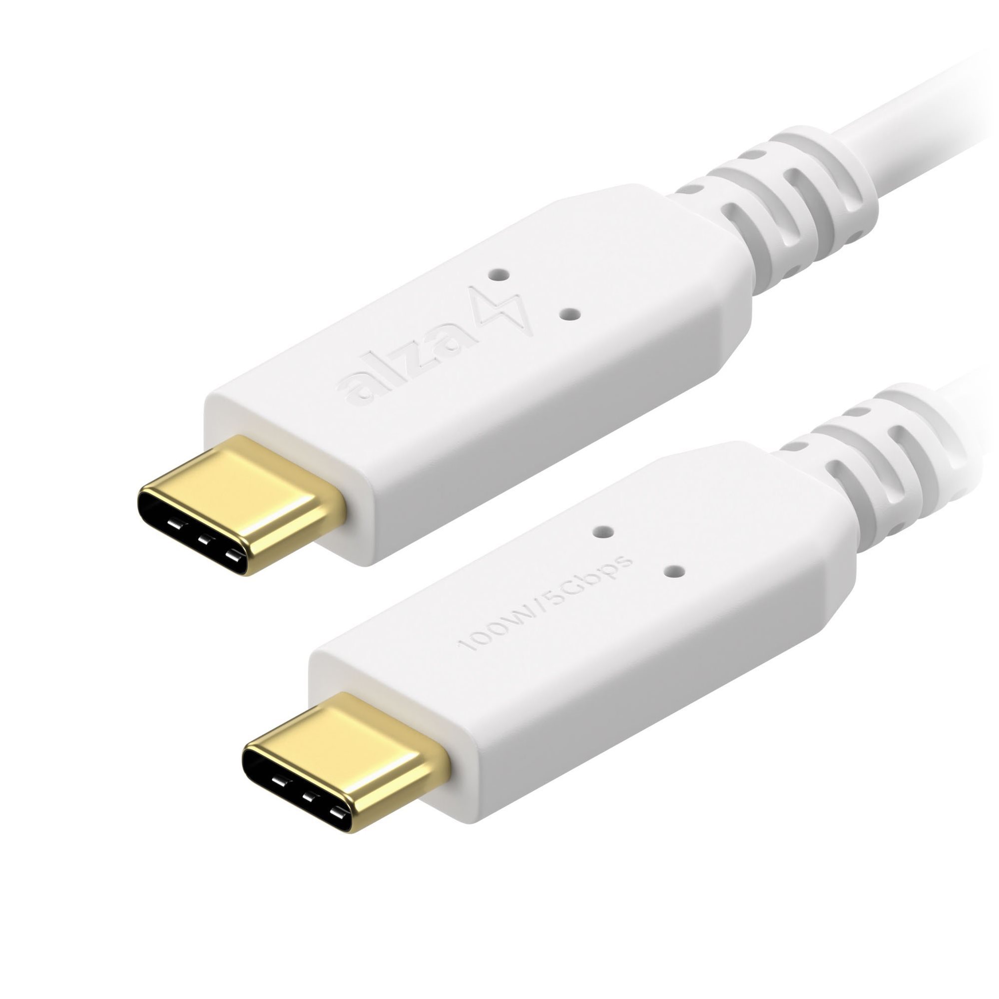 AlzaPower Core USB-C / USB-C 3.2 Gen 1, 5A, 100W, 1m White Data Cable