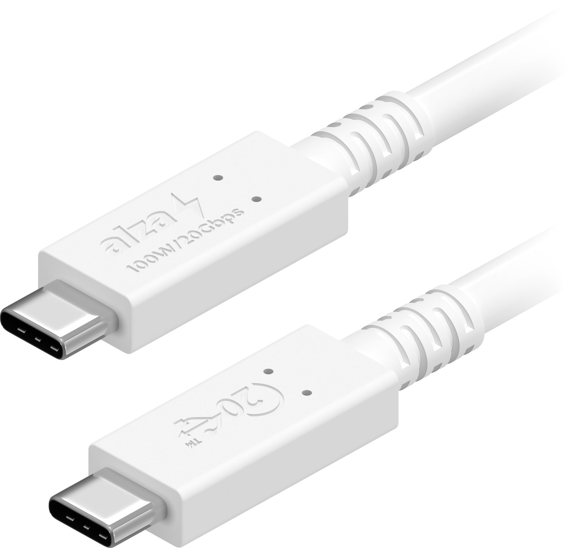AlzaPower Core USB-C to USB-C USB4 100W 0.5m biely Dátový kábel