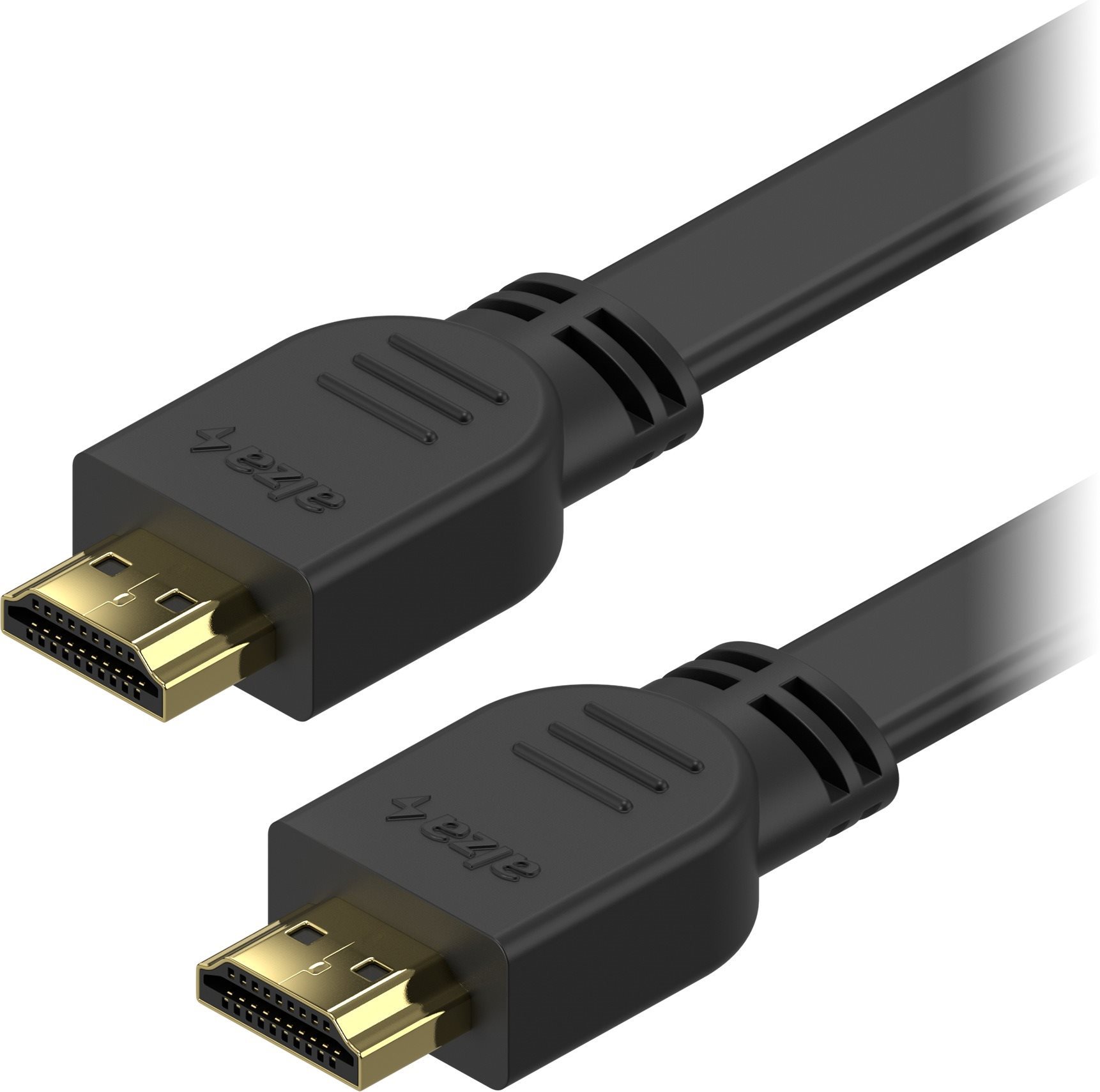 AlzaPower Flat HDMI 1.4 High Speed 4K, 0.5m, Black Video Cable