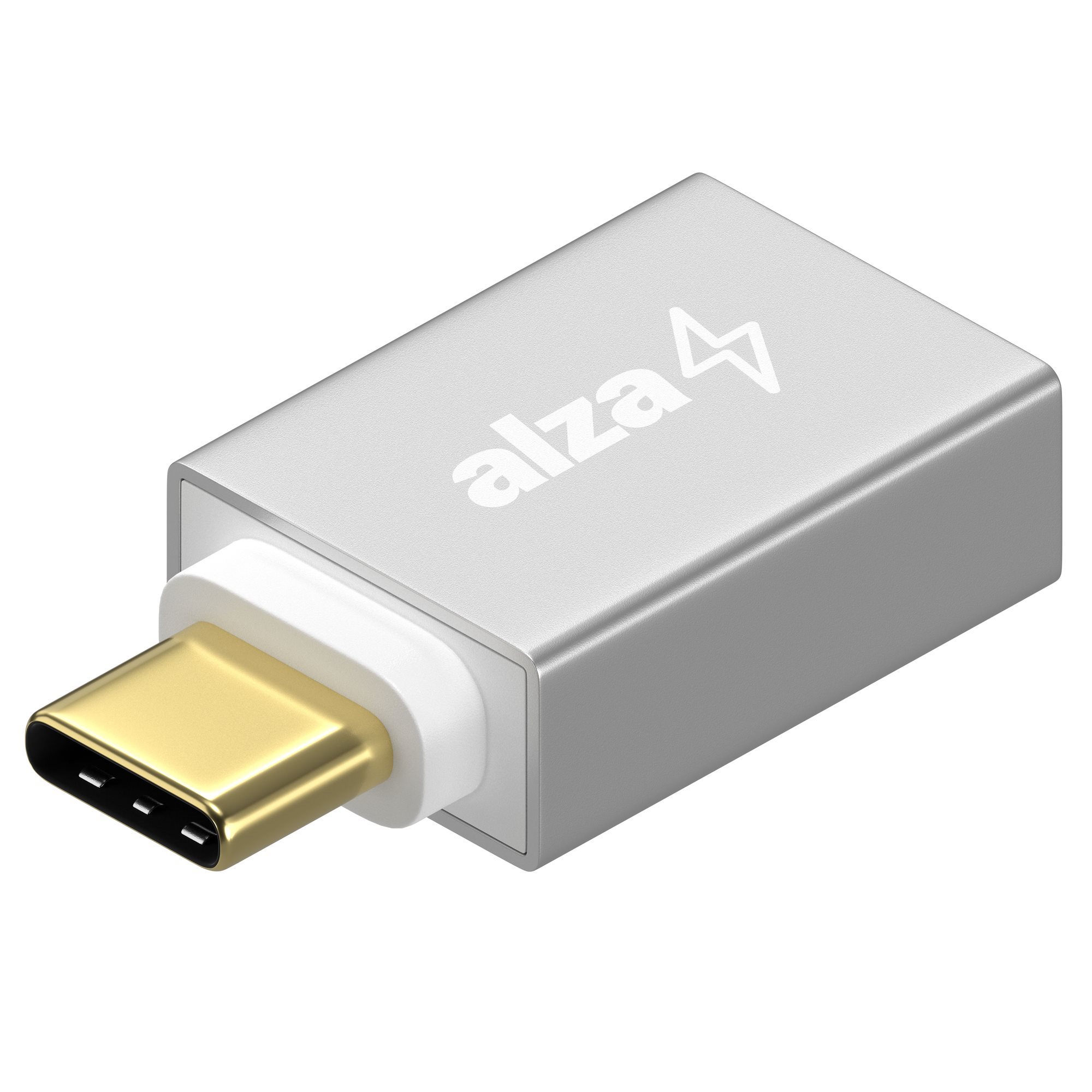 AlzaPower USB-C (M) to USB-A (F) 3.0 OTG strieborný Redukcia