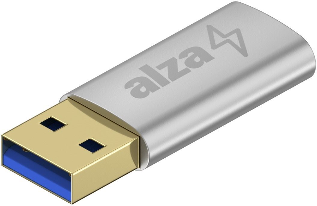 AlzaPower USB-A (M) to USB-C (F) 3.2 15W 5Gbps ezüst Átalakító