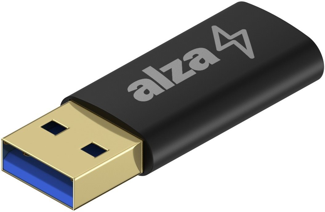 AlzaPower USB-A (M) to USB-C (F) 3.2 15W 5Gbps, fekete Átalakító