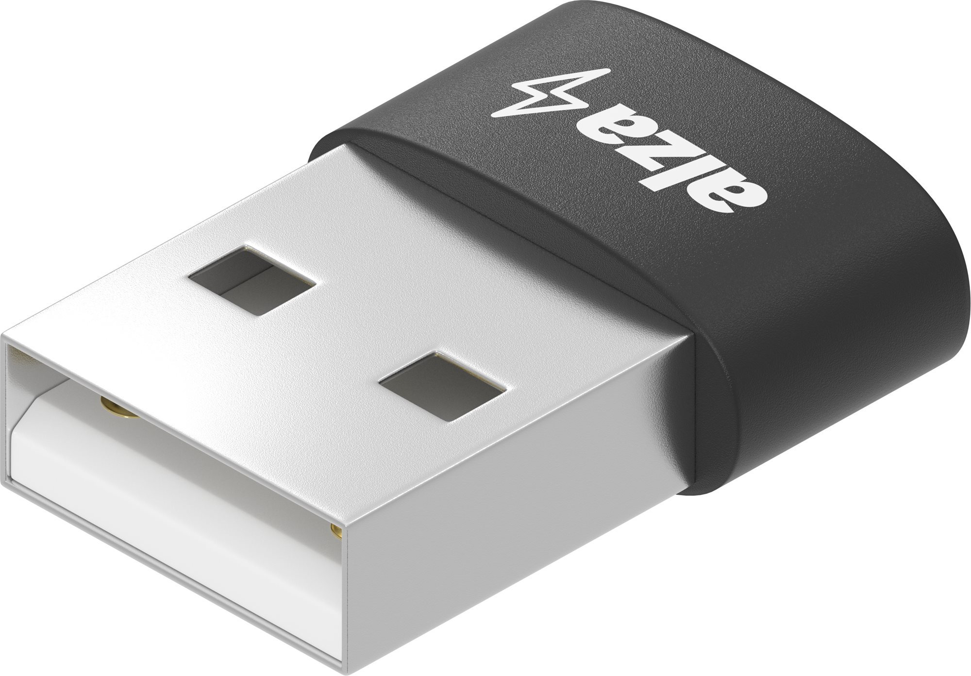 AlzaPower USB-A (M) to USB-C (F) 2.0, fekete Átalakító