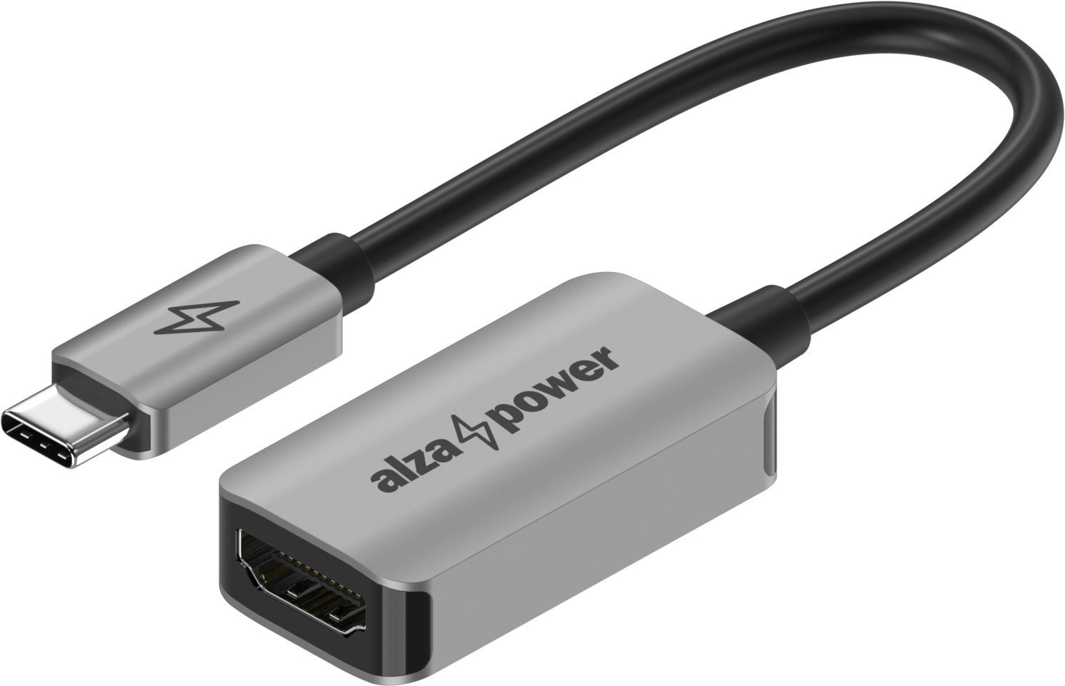 AlzaPower USB-C (M) to HDMI 2.1 (F) 8K 60Hz 0,15m, ezüst Átalakító