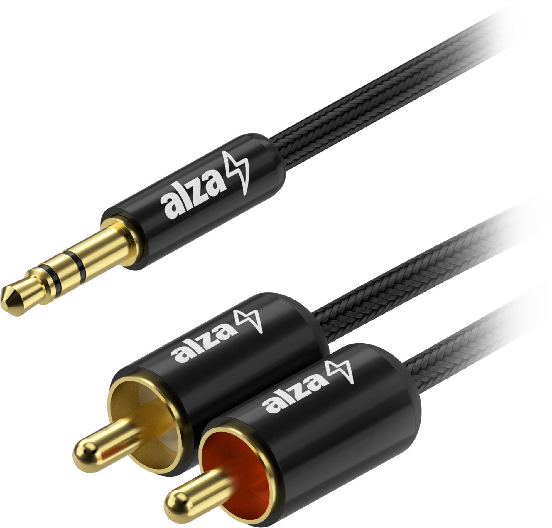 AlzaPower AluCore 3.5mm Jack (M) to 2x RCA (M), 3m - fekete Audio...