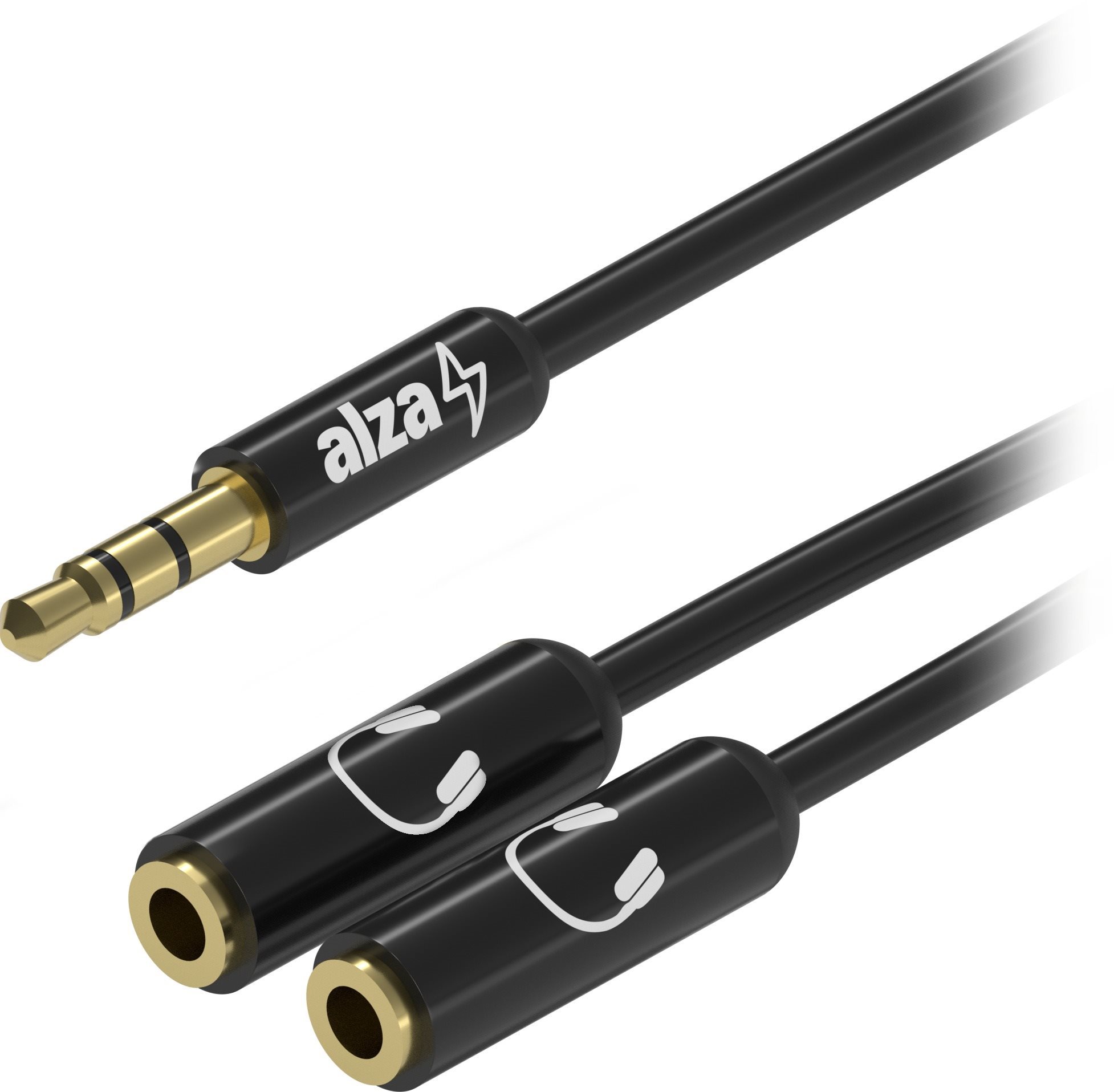 AlzaPower 3.5mm Jack (M) to 2x 3.5mm Jack (F) 0.15m fekete Átalakító