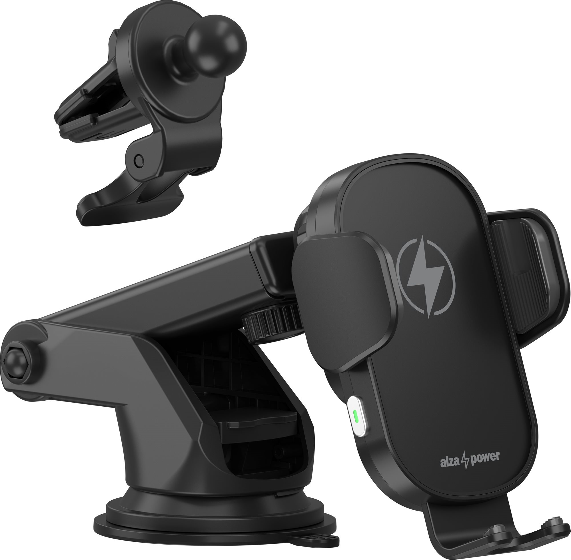 AlzaPower WF410 Wireless Car Charger 15 W čierny Držiak na mobil
