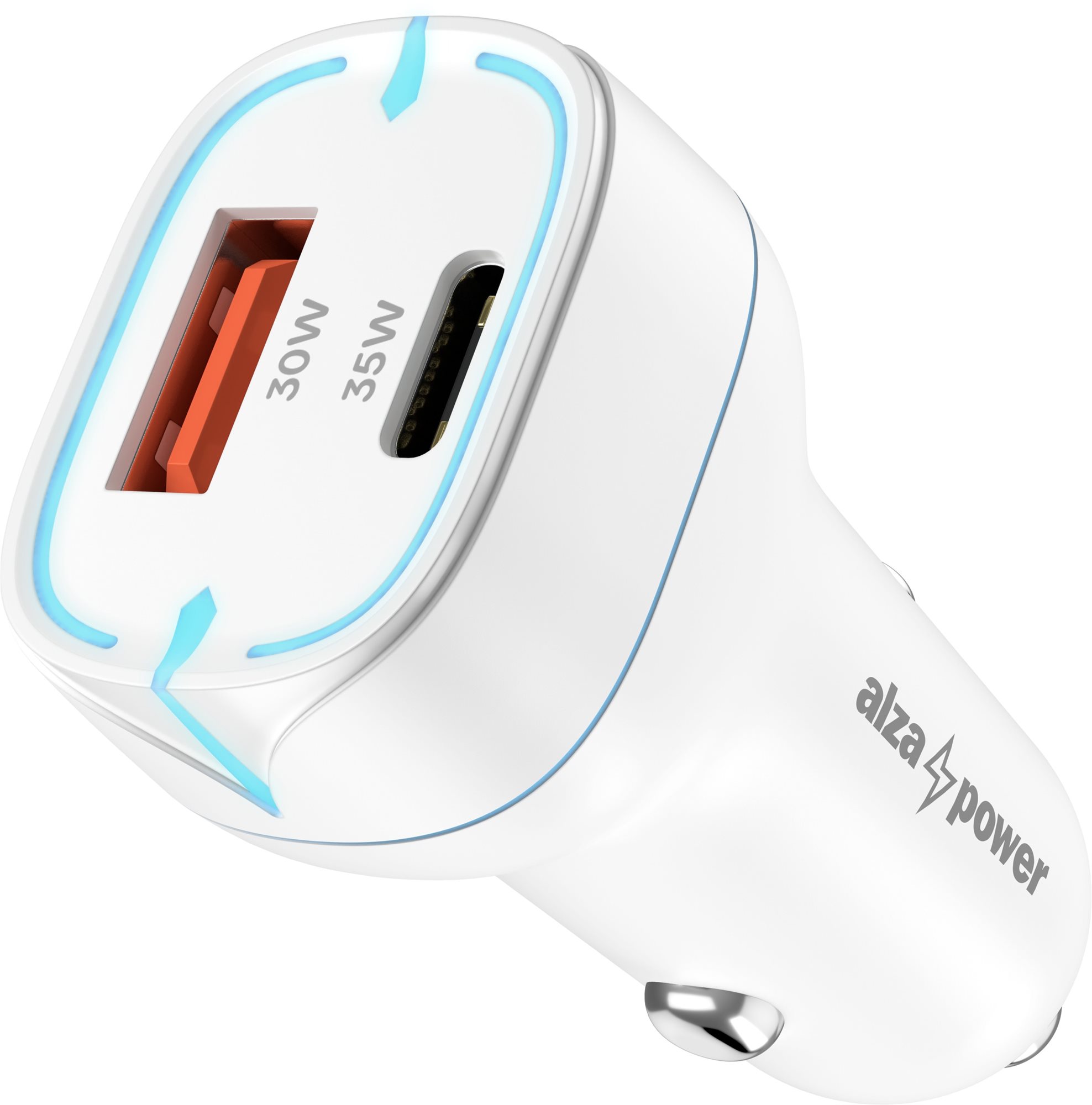 AlzaPower Car Charger P200 USB-A + USB-C Power Delivery 35 W biela...