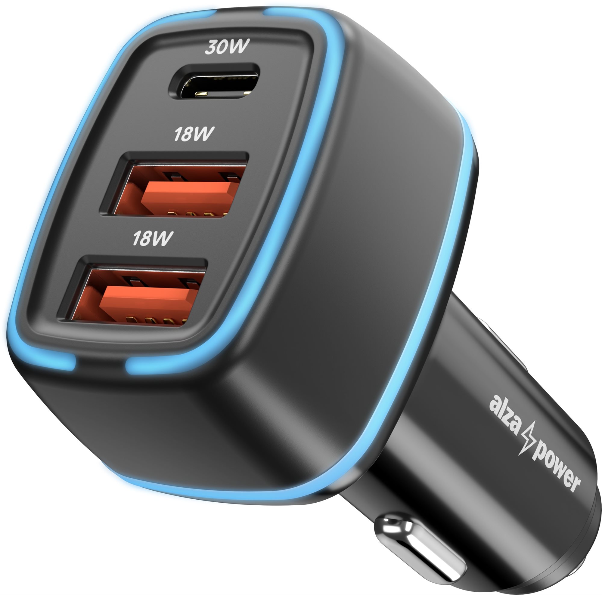 AlzaPower Car Charger P220 USB-A + USB-C Power Delivery 30 W čierna...