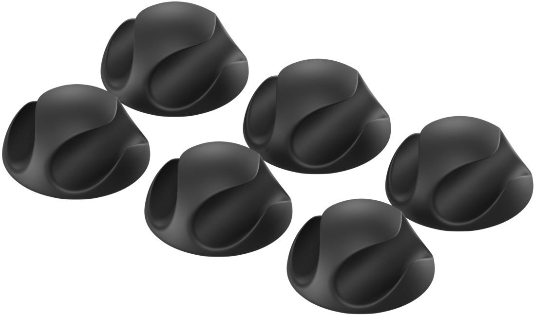 AlzaPower Cable Clips 6 Stück Schwarz Kabel-Organizer