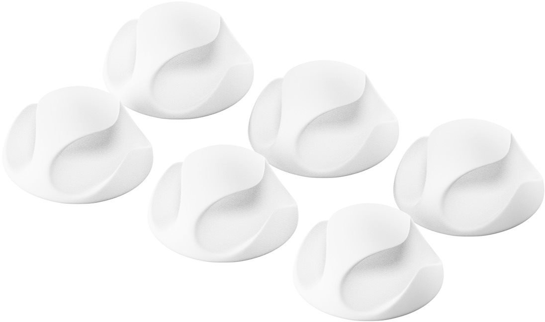 AlzaPower Cable Clips, 6pcs, White Cable Organiser