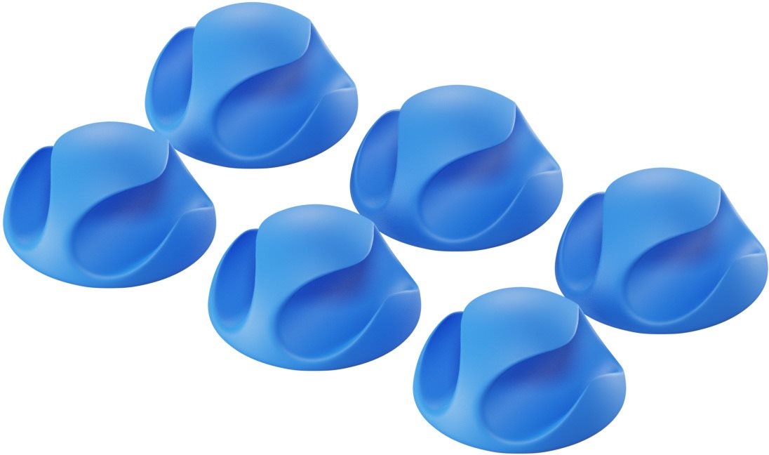 AlzaPower Cable Clips, 6pcs, Blue Cable Organiser